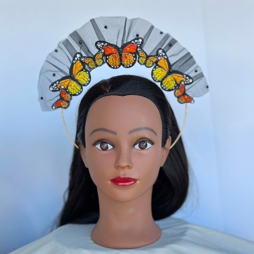 Gray and Orange Butterfly Hair Accessory